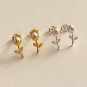 Women Shell Pearl Rose Flower 925 Sterling Silver Stud Earrings