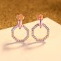 Elegant Pink CZ Geometry Circle 925 Sterling Silver Stud Earrings