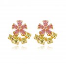 Beautiful Pink CZ FLowers 925 Sterling Silver Stud Earrings