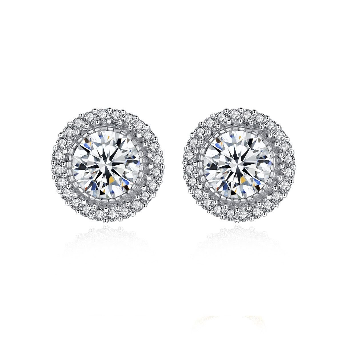 Classic Round CZ Hot 925 Sterling Silver Stud Earrings