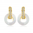 Classic Round Shell Circle CZ 925 Sterling Silver Stud Earrings