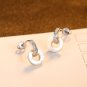 Classic Round Shell Circle CZ 925 Sterling Silver Stud Earrings
