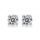 Honey Moon Four Claw Moissanite CZ 925 Sterling Silver Stud Earrings