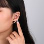 Office Black Natural Agate CZ Square Button 925 Sterling Silver Stud Earrings