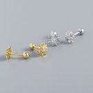 Goemetry CZ Cross Flower 925 Sterling Silver Stud Earrings