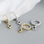 Modern Black CZ  Quadrangular Star 925 Sterling Silver Hoop Earrings