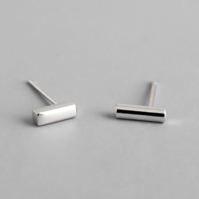 Simple Mini Stick Column 925 Sterling Silver Stud Earrings