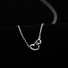 Wedding Hollow CZ Heart Circle 925 Sterling Silver Necklace
