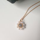Modern CZ Shell Pearl Flower 925 Sterling Silver Necklace