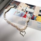 Irregular Natural Pearls Heart 925 Sterling Silver Necklace