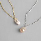 Anniversary Irregular Natural Pearl 925 Sterling Silver Necklace