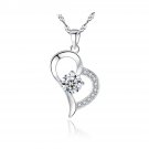 Simple Hollow Heart CZ 925 Sterling Silver Necklace