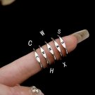 Simple 26 Letters A-Z 925 Sterling Silver Adjustable Ring