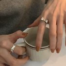 Bridesmaid Sweet Bow-Knot Irregular Round Silver Adjustable Ring