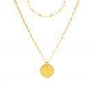 Choker Double Beads Chain Tag Coin 925 Sterling Silver Necklace