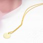 Choker Double Beads Chain Tag Coin 925 Sterling Silver Necklace