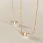 Minimalism Round Shell Pearl Curb Chain 925 Sterling Silver Necklace
