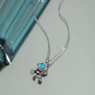 Gift Created Moonstone Astronau 925 Sterling Silver Necklace
