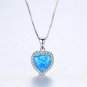 Girl Heart Created Opal CZ 925 Sterling Silver Necklace