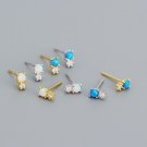 Round Created Opal Snowman  CZ 925 Sterling Silver Stud Earrings
