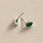 Elegant Green Agate Oval 925 Sterling Silver Stud Earrings