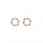 Cute Mini Shell Pearl CZ Round Circle 925 Sterling Silver Stud Earrings