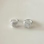 Fashion Geometry CZ Square 925 Sterling Silver Hoop Earrings