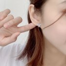 Women Blue CZ Rose Flower Bouquet 925 Sterling Silver Stud Earrings
