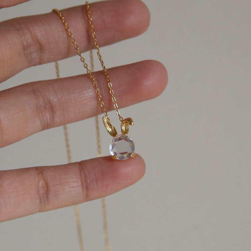 Cute CZ Rabbit Animal 925 Sterling Silver Necklace