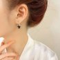Sweet Black Flowers 925 Sterling Silver Dangling Earrings