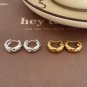 Geometry Rhombic Pattern 925 Sterling Silver Huggie Hoop Earrings