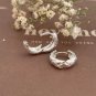 Geometry Rhombic Pattern 925 Sterling Silver Huggie Hoop Earrings