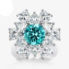 Beautiful Emerald Created High Carbon Diamond CZ 925 Sterling Silver Ring