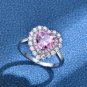 Heart Created High Carbon Diamond CZ Border 925 Sterling Silver Ring