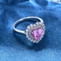Heart Created High Carbon Diamond CZ Border 925 Sterling Silver Ring