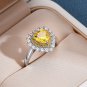 Heart Created High Carbon Diamond CZ Border 925 Sterling Silver Ring