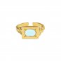 Oval Natural Moonstone Geometry Rectangle Sterling Silver Adjustable Ring