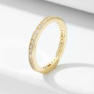 Fashion Micro Setting Geometry Baguette Round CZ 925 Sterling Silver Ring