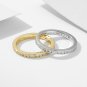 Fashion Micro Setting Geometry Baguette Round CZ 925 Sterling Silver Ring