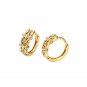 Sweet Mini CZ Leaves Branch 925 Sterling Silver Hoop Earrings
