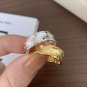 Fashion Irregular Wave Green CZ 925 Sterling Silver Adjustable Ring