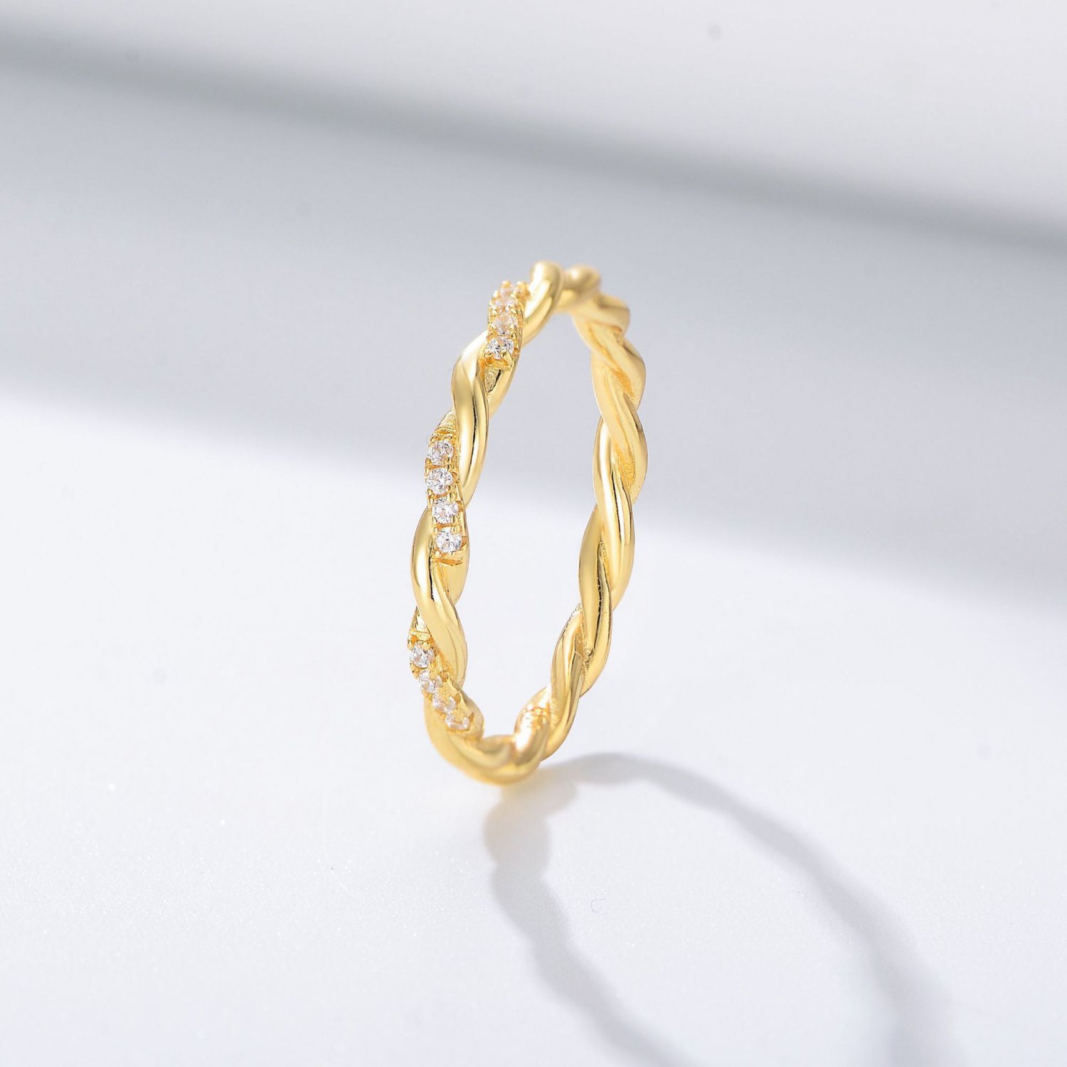 Office CZ Twisted Simple 925 Sterling Silver Adjustable Ring