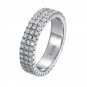 Men's Fashion Double Layers CZ Lines 925 Sterling Silver Ring