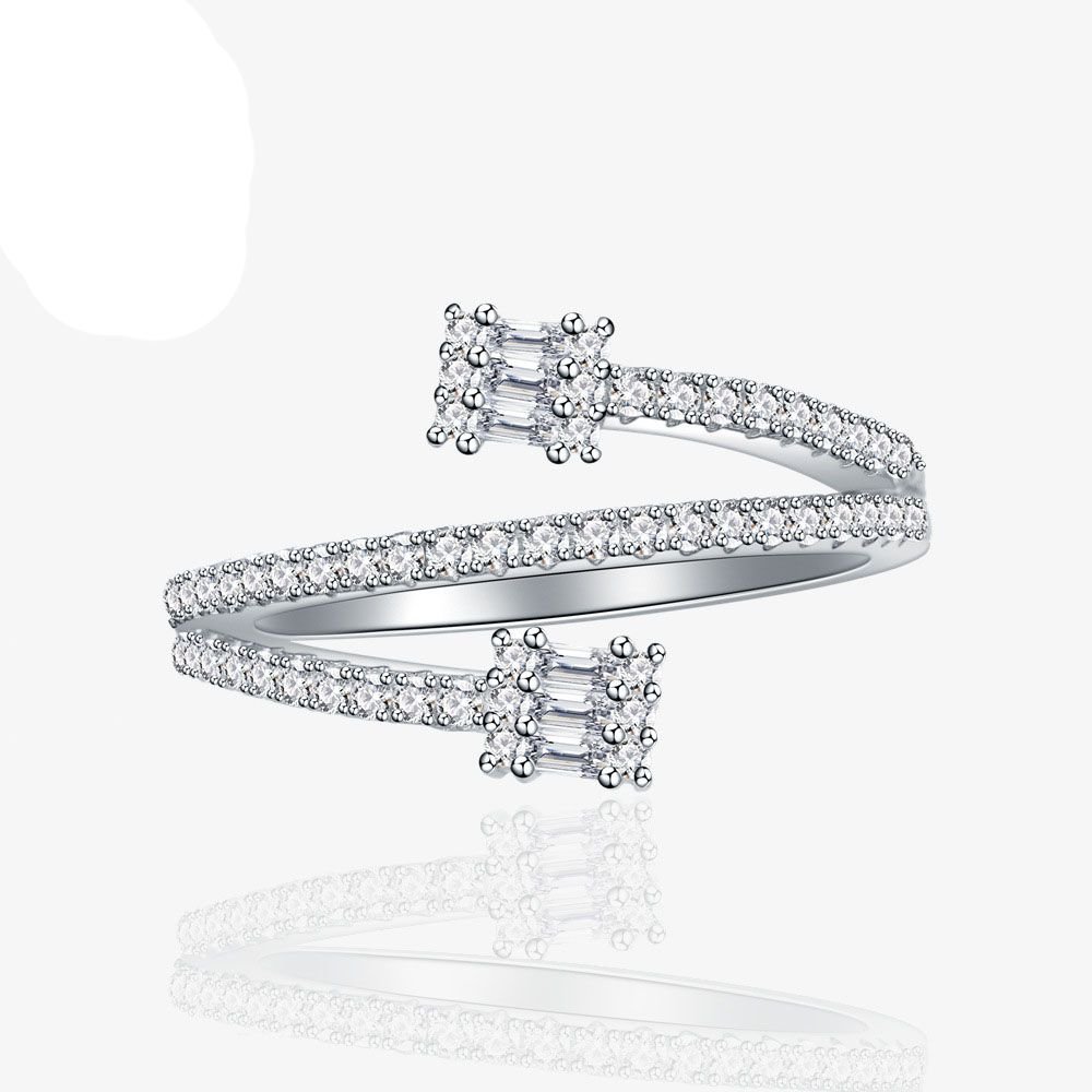 Simple CZ Triple Layers 925 Sterling Silver Adjustable Ring