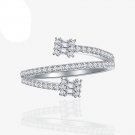 Simple CZ Triple Layers 925 Sterling Silver Adjustable Ring