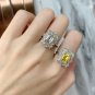 Created High Carbon Diamond Flower CZ Border 925 Sterling Silver Ring