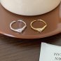 Office Simple Round CZ Irregular Wave  925 Sterling Silver Adjustable Ring