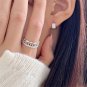 Office Shining CZ Oval Drop 925 Sterling Silver Adjustable Ring