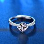 Wedding Four Claw Round Moissanite CZ Silver Adjustable Ring