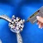 Wedding Four Claw Round Moissanite CZ Silver Adjustable Ring